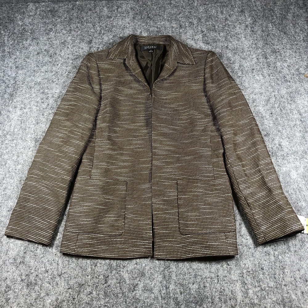 Kasper Blazer Womensโ 4 Brown Espresso Marrakech Textured Lined Jacket Career